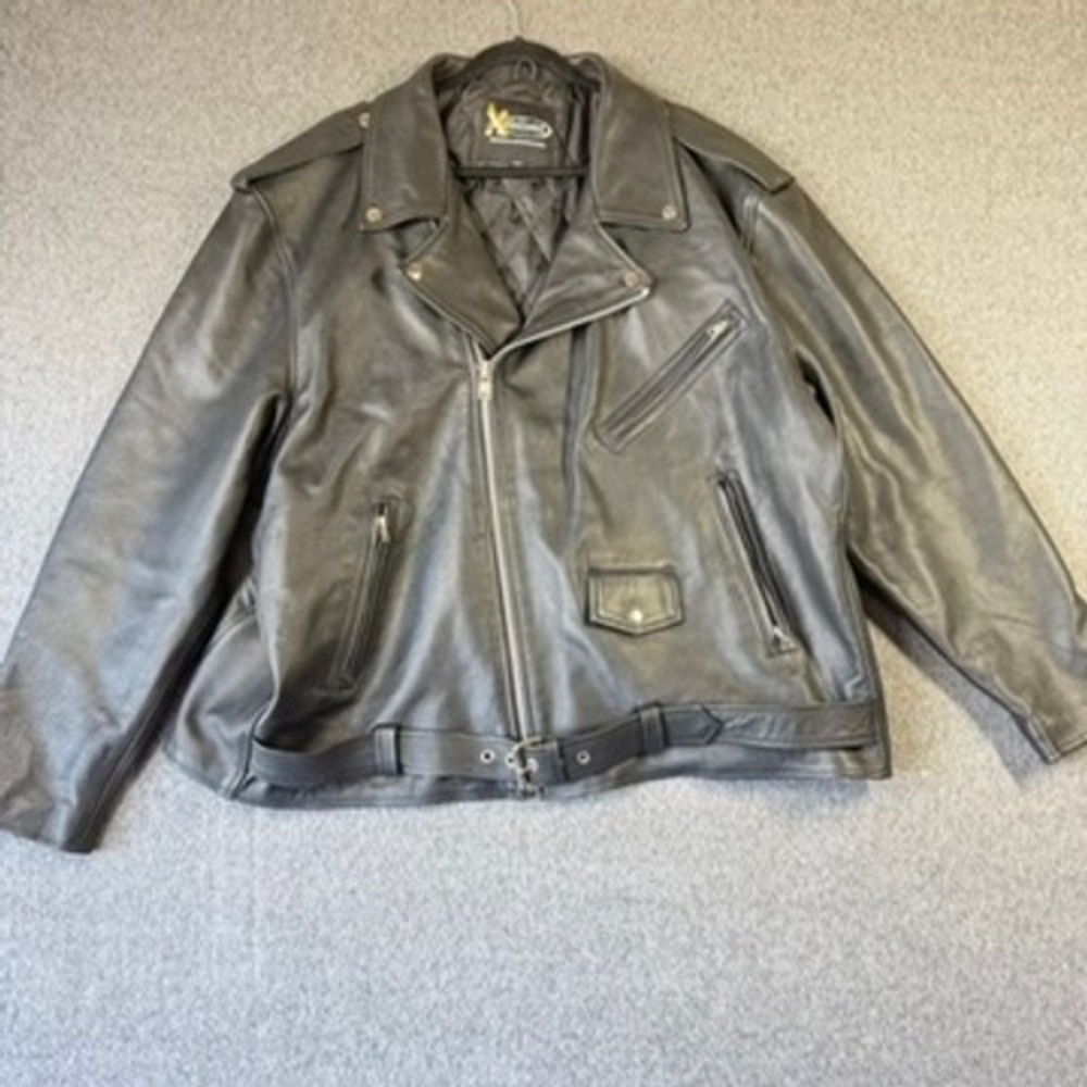 Xelement Mens 5XL Black Genuine Leather Advanced Motorcycle Gear Biker Jacket